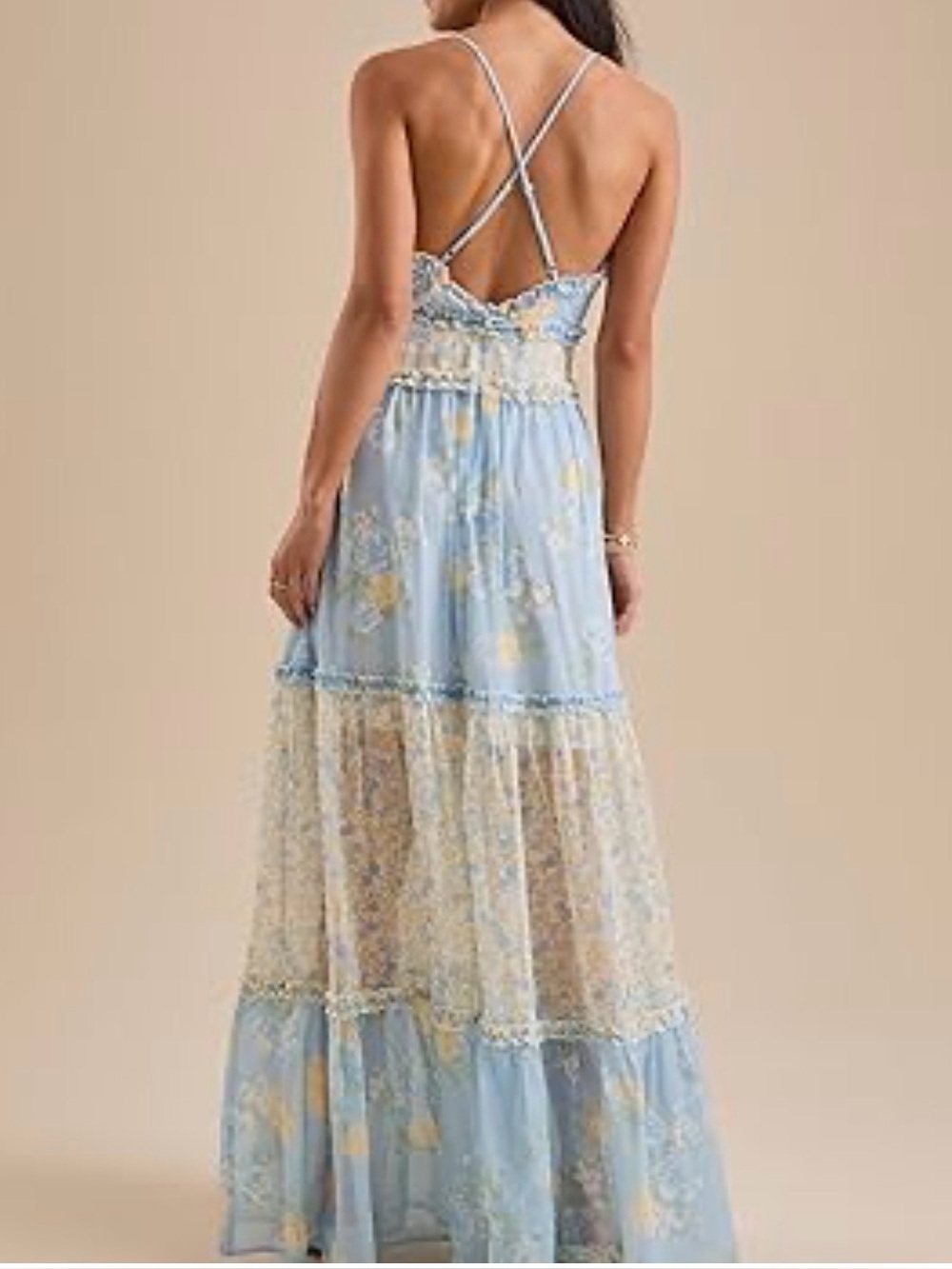 Altar'd State - Light Blue Floral Spaghetti-Strap Maxi Dress, size xl - Picture 2 of 11